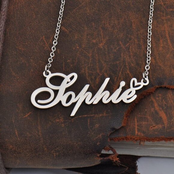 Custom Name Necklaces Personalized Necklace with Name 18k Gold Plated Heart Stai - Picture 2 of 5